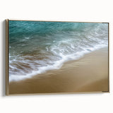 Abstract landscape framed canvas artwork showcasing a gold-accented design with rich textures, displayed in a side view to highlight its elegant framing and vibrant colors, perfect for modern home decor.