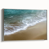 Framed abstract landscape canvas artwork with a silver frame, showcasing vibrant colors and dynamic shapes, ideal for modern home decor enhancement.