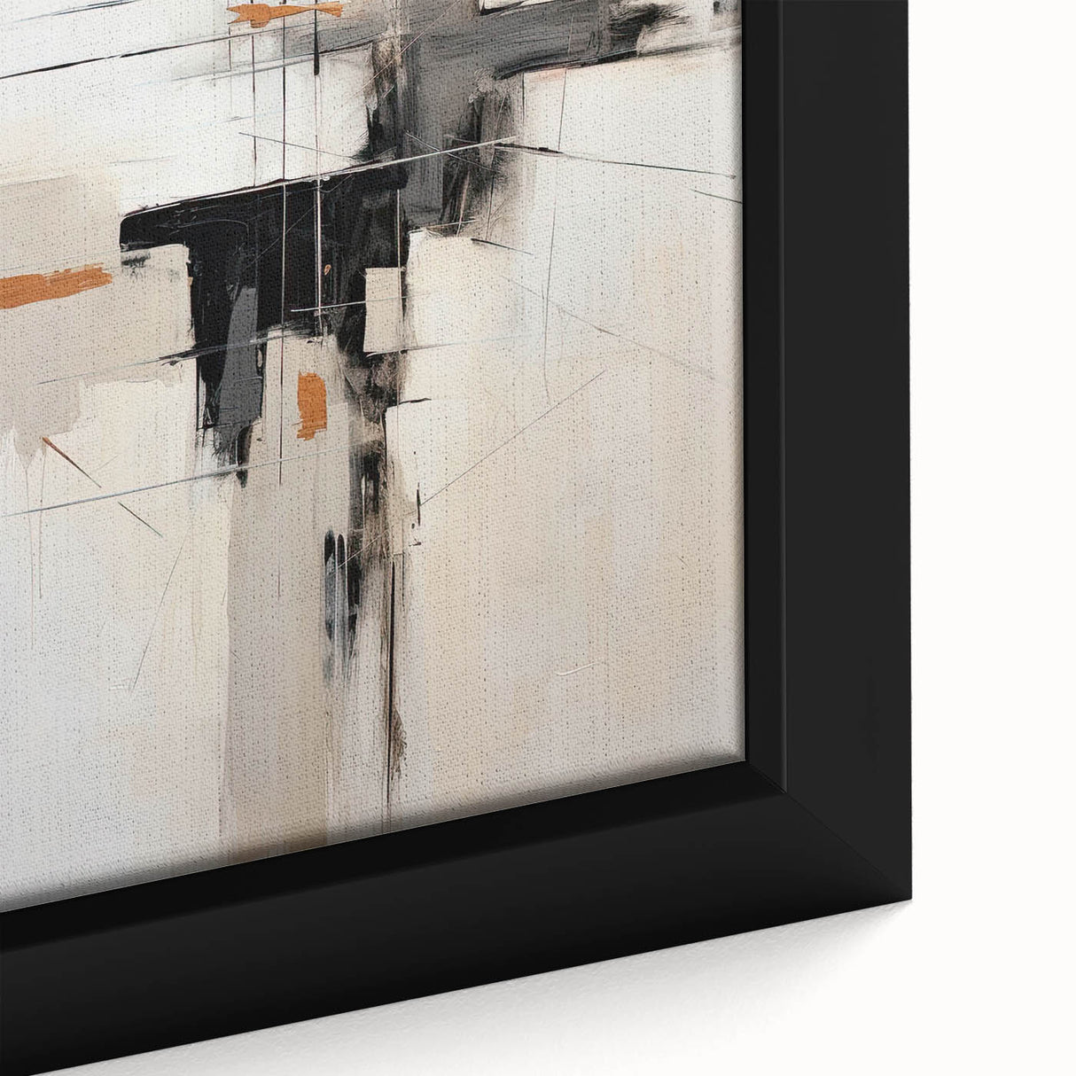 Close-up of framed abstract minimalist wall art featuring soft pastel colors and geometric shapes, ideal for modern home decor and interior design accents.