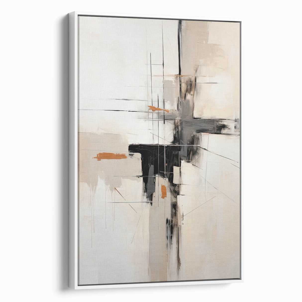 Framed abstract minimalist wall art featuring a white canvas with subtle textures, displayed in a modern setting, perfect for enhancing contemporary home decor.