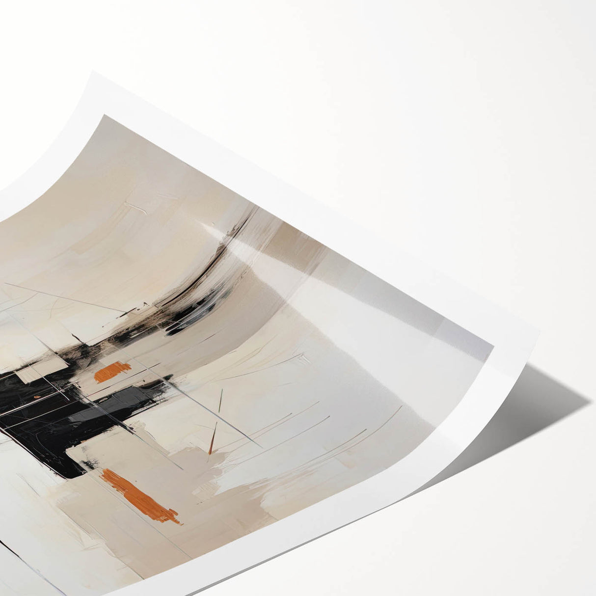 Abstract minimalist wall art print showcasing soft pastel colors and geometric shapes, elegantly rolled in a protective cardboard tube for easy transport and display.