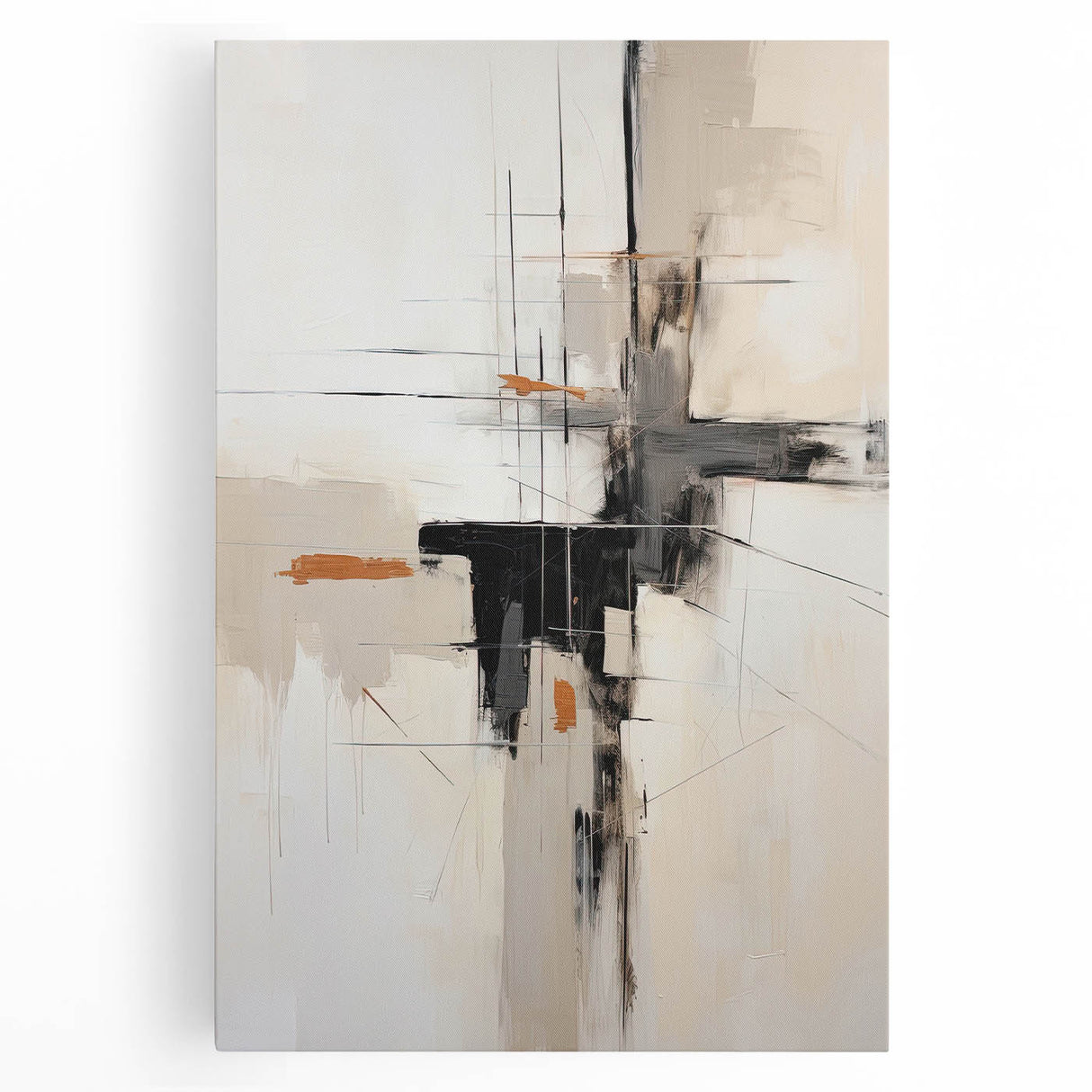 Abstract minimalist wall art featuring soft pastel colors and geometric shapes on stretched canvas, ideal for modern home decor.