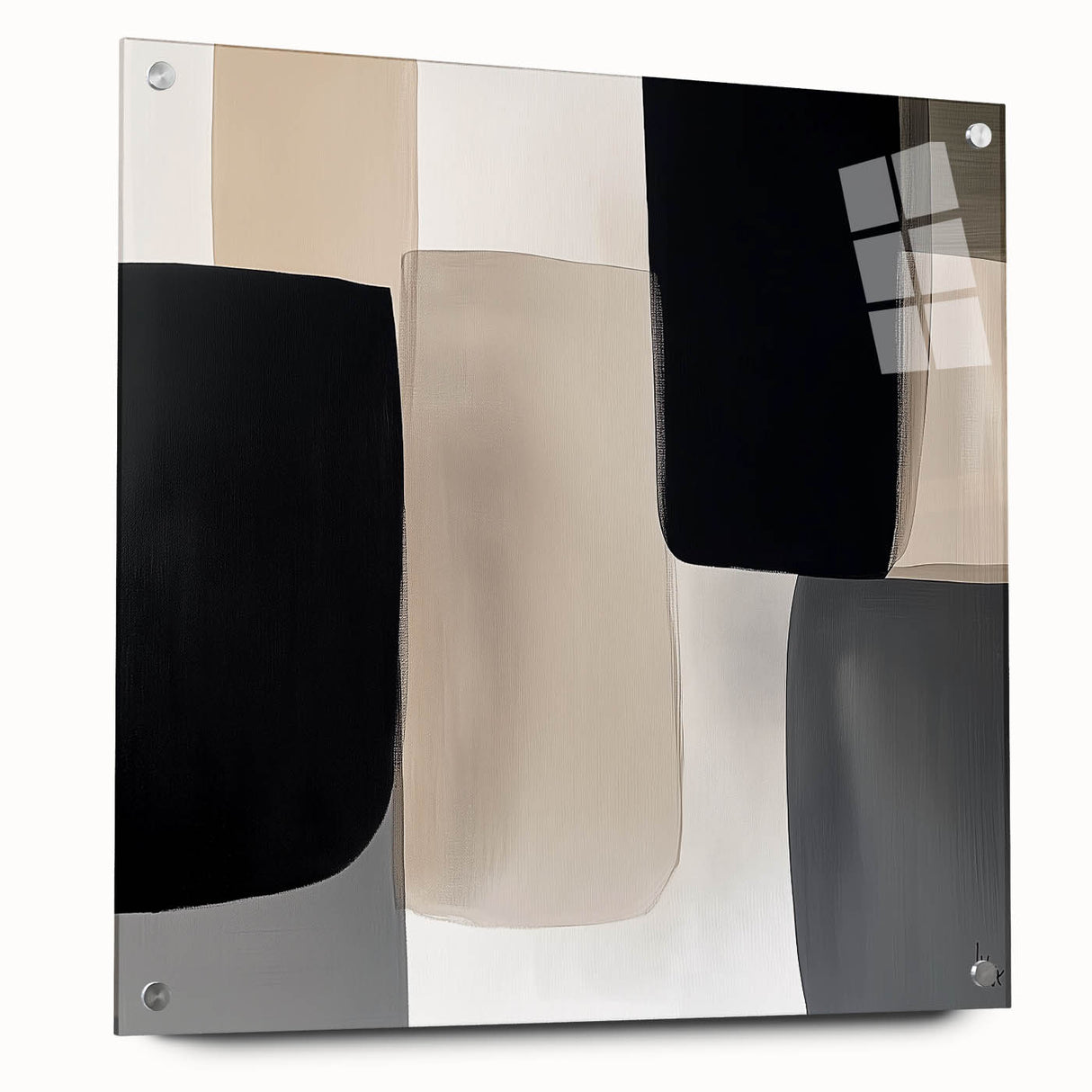 Minimalist Abstract Wall Art – Black, Beige & Gray Modern Canvas