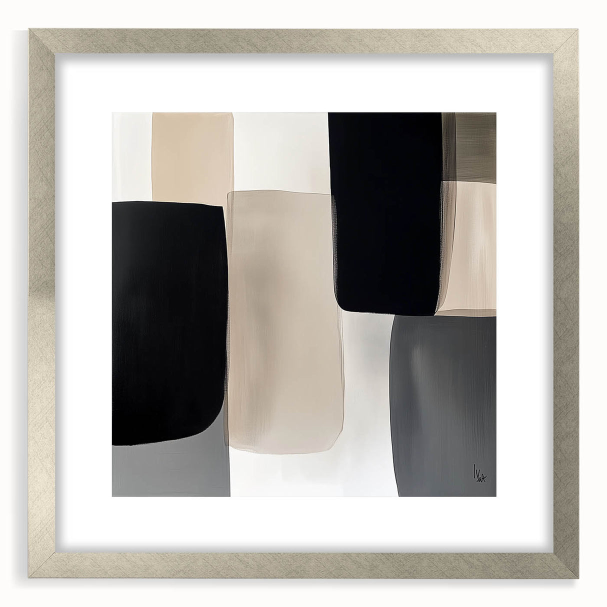Minimalist Abstract Wall Art – Black, Beige & Gray Modern Canvas