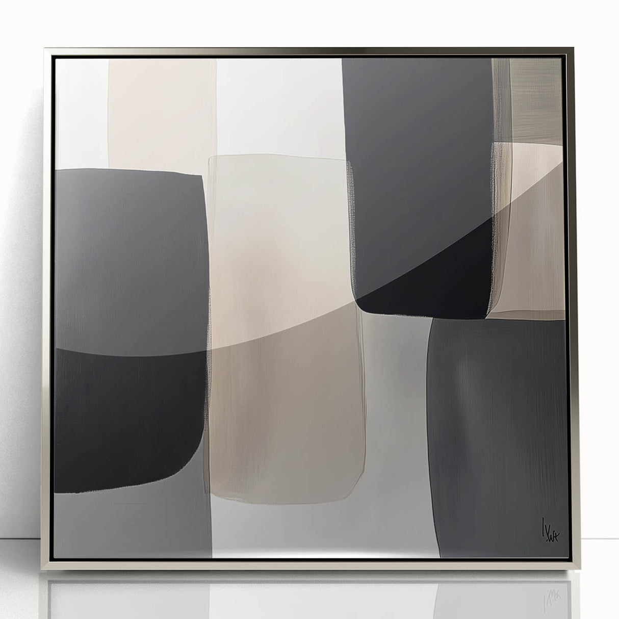 Minimalist Abstract Wall Art – Black, Beige & Gray Modern Canvas