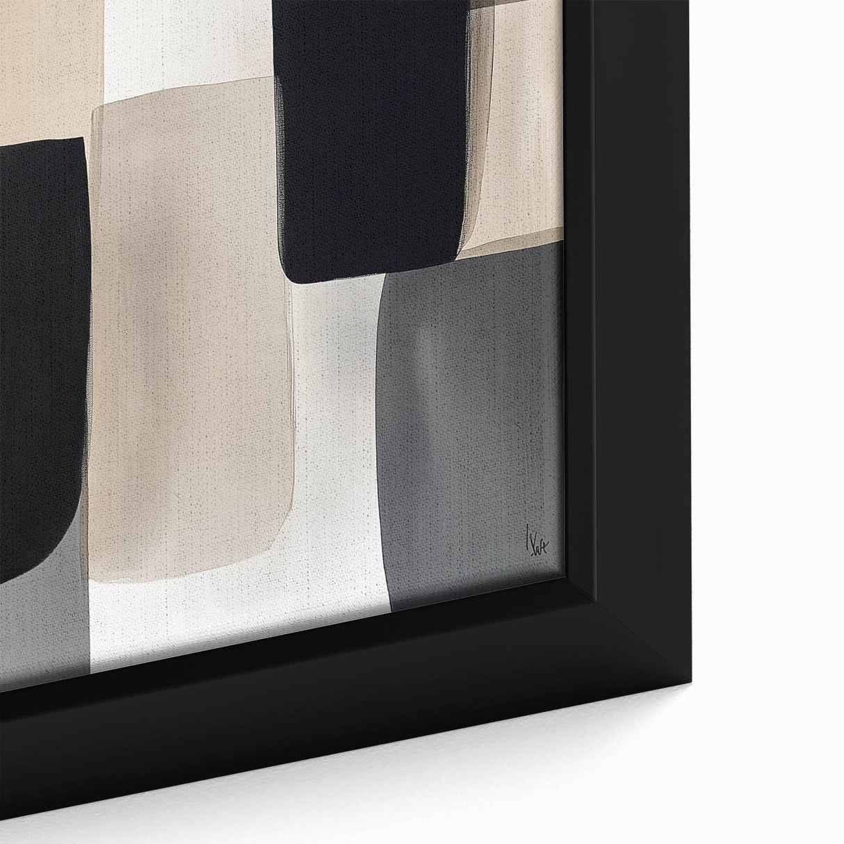 Minimalist Abstract Wall Art – Black, Beige & Gray Modern Canvas