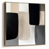 Minimalist Abstract Wall Art – Black, Beige & Gray Modern Canvas