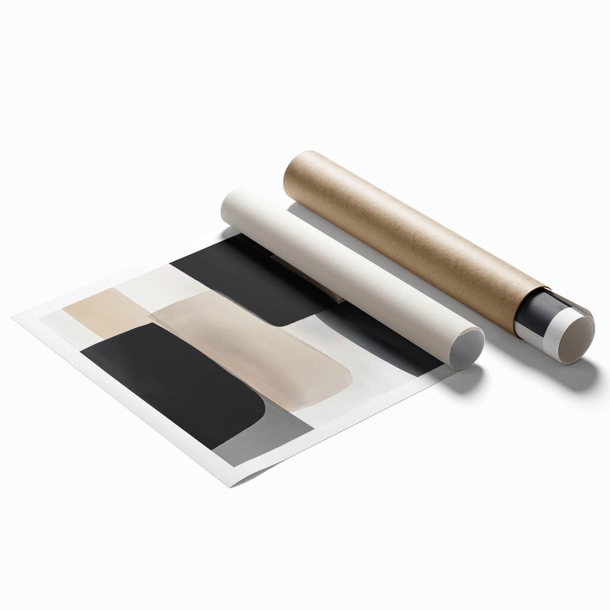 Minimalist Abstract Wall Art – Black, Beige & Gray Modern Canvas