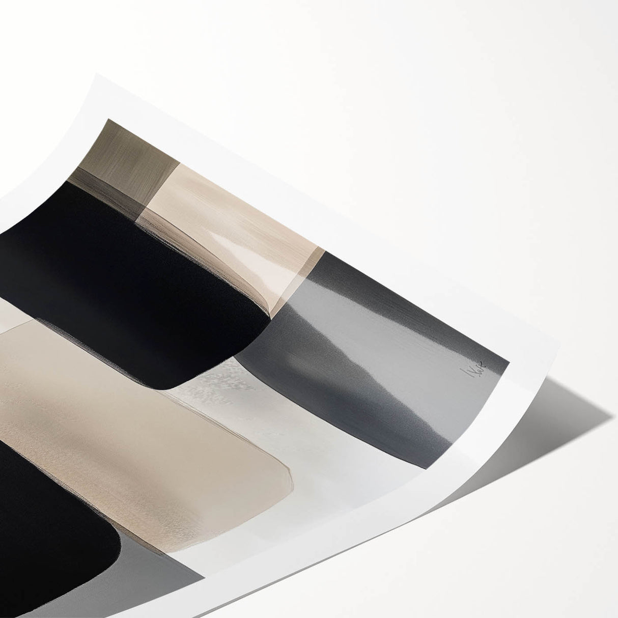 Minimalist Abstract Wall Art – Black, Beige & Gray Modern Canvas