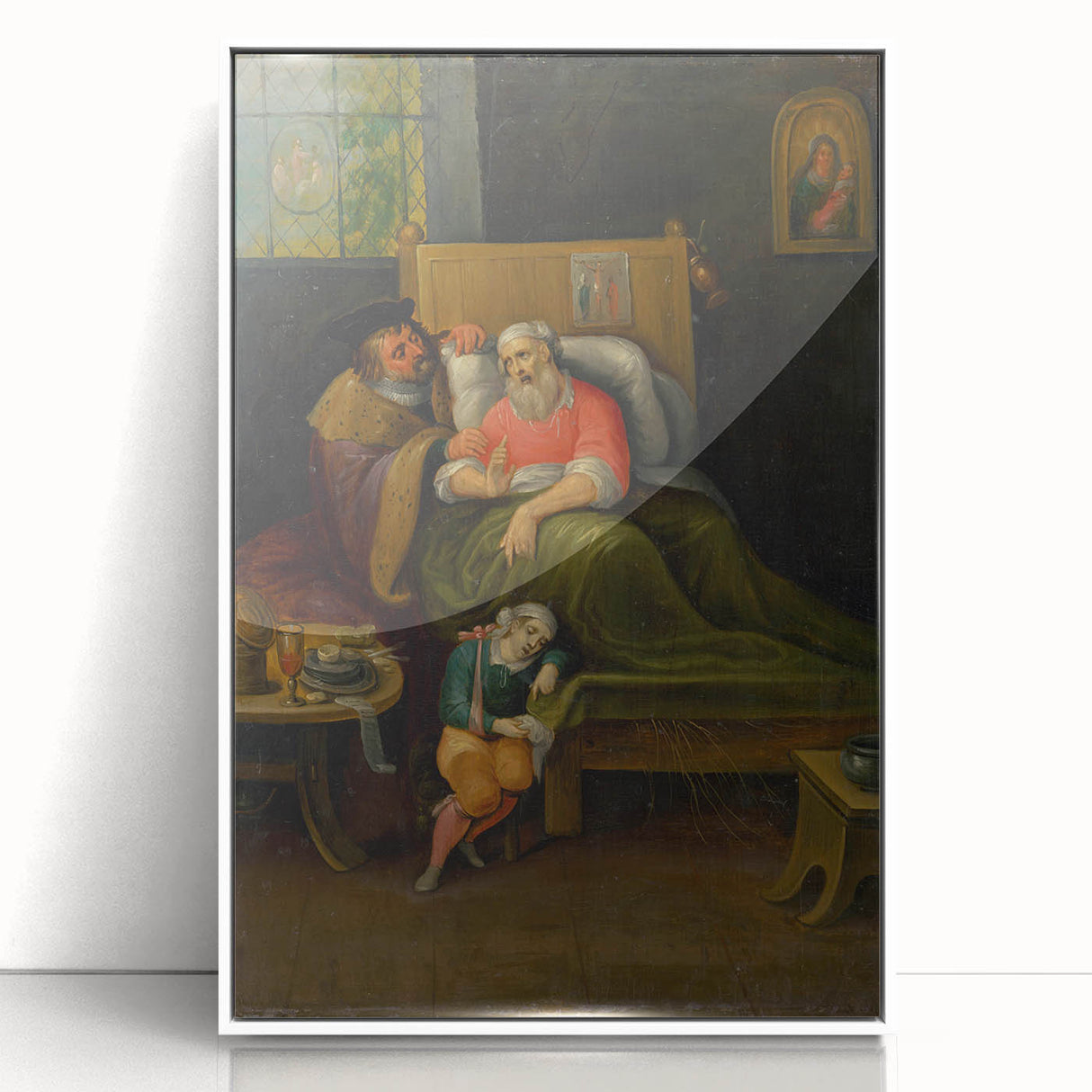 Baroque Bedside Scene: Classic Art Print with Emotional Intimacy