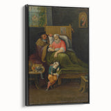 Baroque Bedside Scene: Classic Art Print with Emotional Intimacy