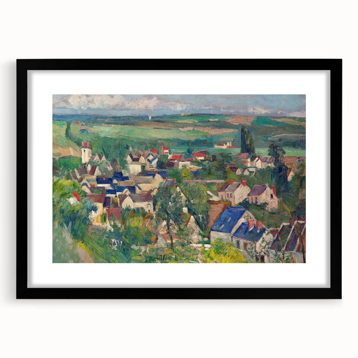 Panoramic Village Landscape Wall Art - Vibrant Modern Countryside Decor