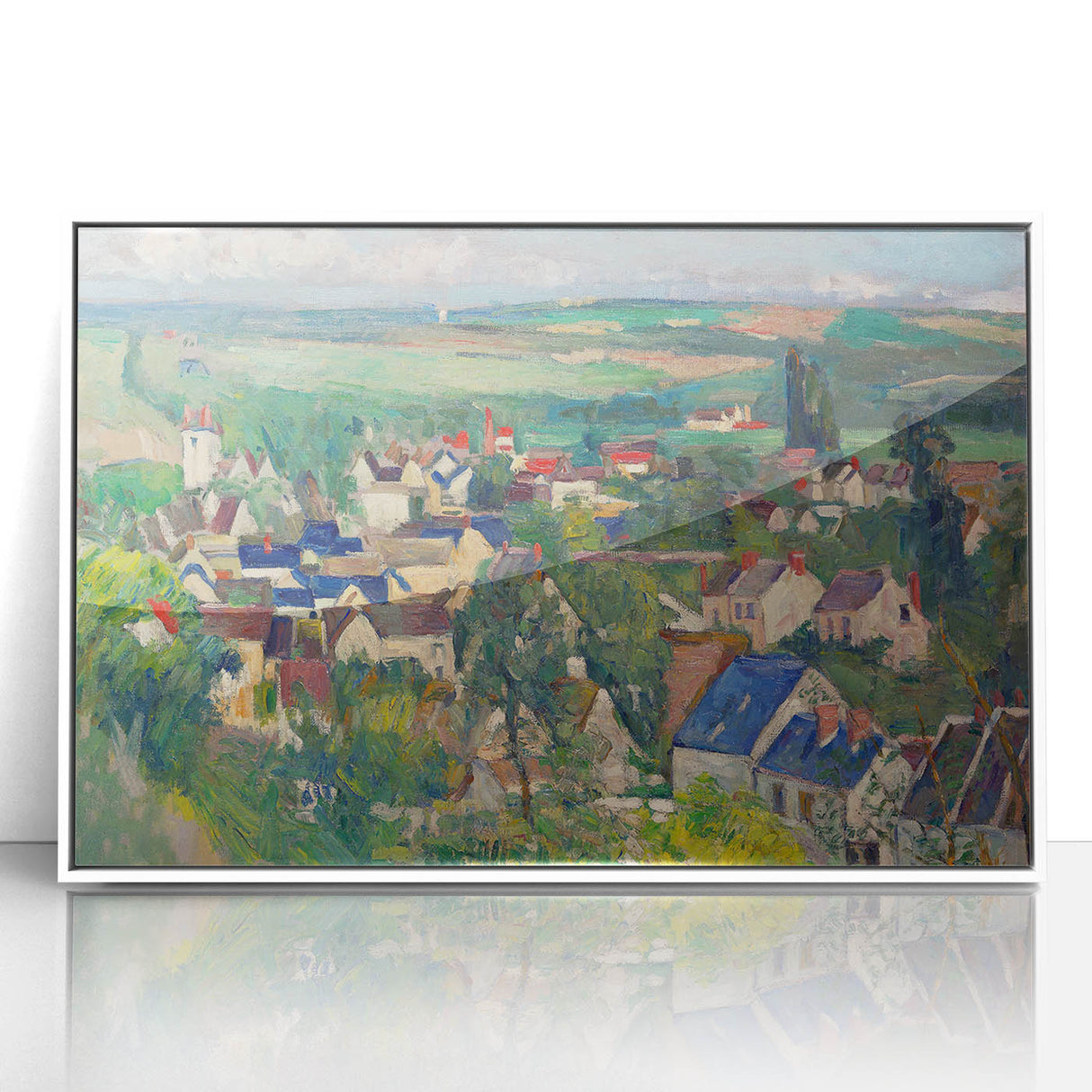 Panoramic Village Landscape Wall Art - Vibrant Modern Countryside Decor