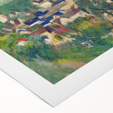 Panoramic Village Landscape Wall Art - Vibrant Modern Countryside Decor