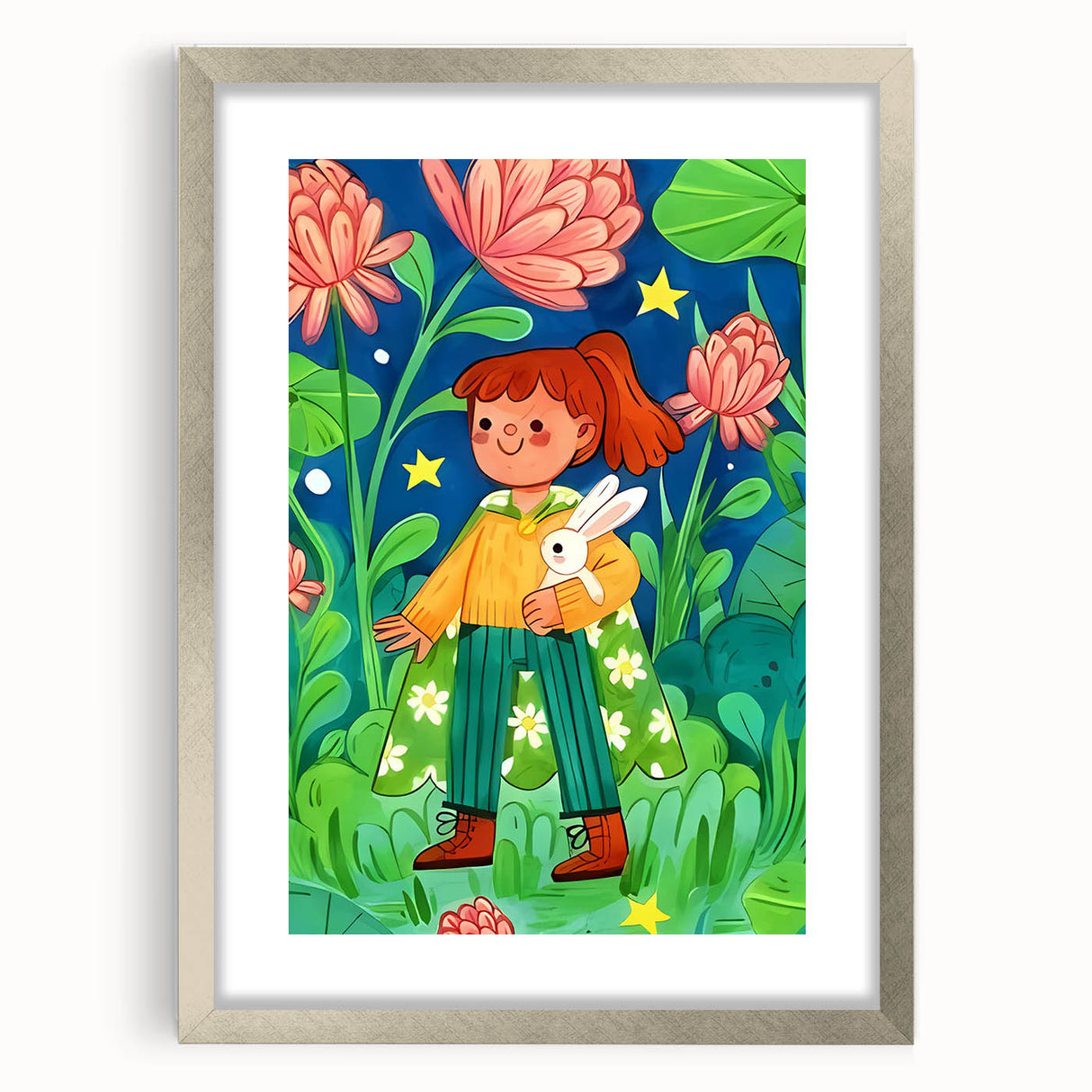 Adventure Girl & Bunny Girls Room Wall Art – Kids Room Art Print