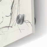 Abstract figurative acrylic artwork displayed on a glass surface, showcasing vibrant colors and intricate details, ideal for modern home decor or art collections.