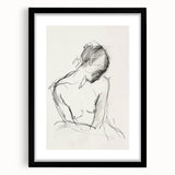 Abstract figurative wall art framed in sleek black with a mat, showcasing vibrant colors and dynamic shapes, perfect for modern home decor.