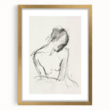 Abstract figurative frame with a gold mat, showcasing a modern art design that adds elegance to any room. Ideal for contemporary decor enthusiasts.