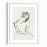 Abstract figurative art frame in white, showcasing a modern design with a mat. Perfect for contemporary decor, enhancing interior aesthetics with elegance.