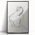 Framed abstract figurative artwork in black acrylic, showcasing dynamic shapes and bold contrasts, ideal for modern home decor or gallery display.