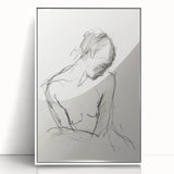 Framed abstract figurative art piece featuring vibrant colors and dynamic shapes, displayed against a white background, perfect for modern home decor.