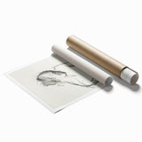 Abstract figurative rolled print showcasing vibrant colors and dynamic shapes, elegantly packaged in a durable cardboard tube for safe transport and display.