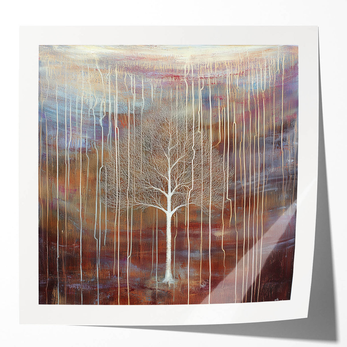 Vibrant abstract floral print mockup on glossy canvas, showcasing a colorful design ideal for modern home decor. Perfect for interior styling and art enthusiasts.