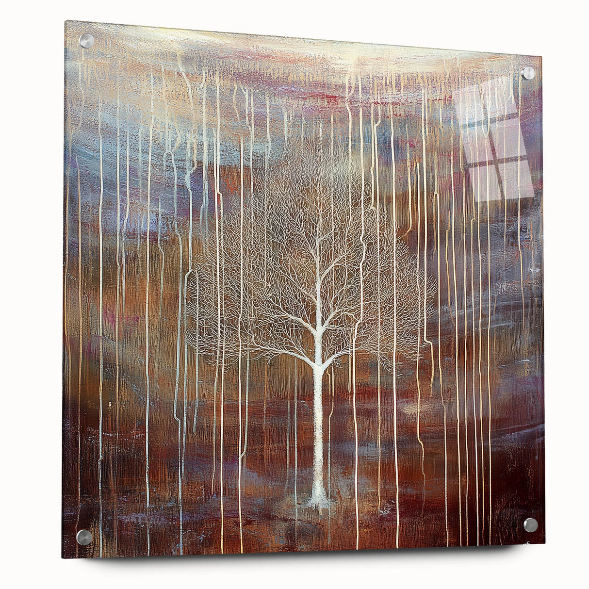 Elegant abstract floral acrylic artwork displayed in a glass frame, showcasing vibrant colors and intricate details, perfect for modern home decor.
