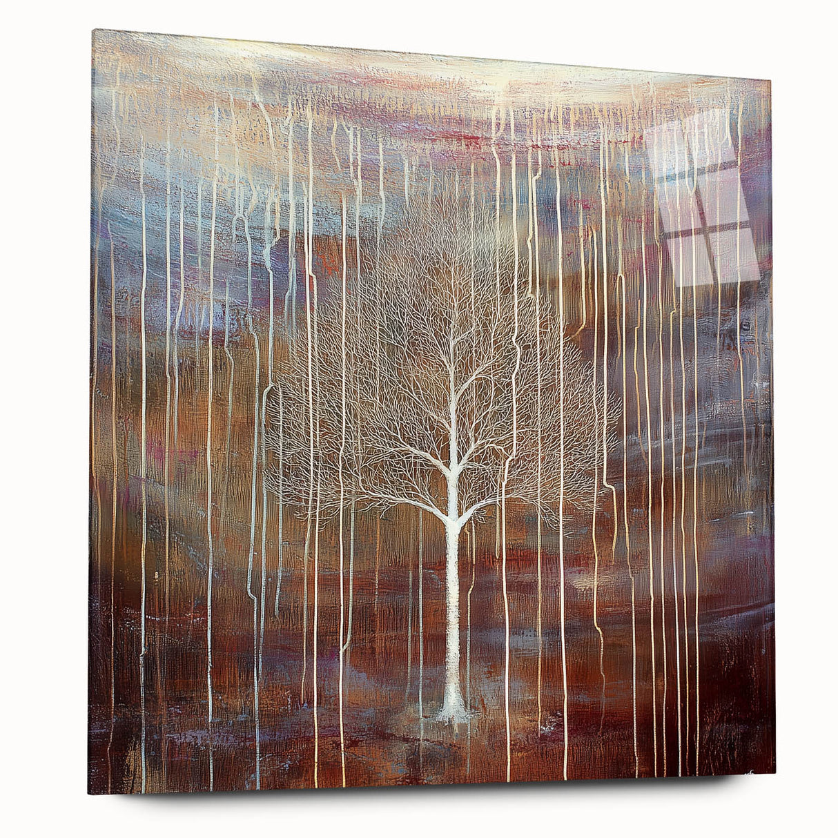 Abstract floral acrylic art piece displayed in a side view, showcasing vibrant colors and intricate designs. Ideal for modern home decor or artistic settings.