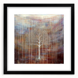 Elegant black-framed abstract floral artwork with a mat, showcasing vibrant colors and intricate designs, ideal for enhancing modern decor in any room.