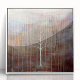 Framed acrylic artwork showcasing a vibrant abstract floral design in shades of pink, yellow, and green, perfect for modern home decor. The piece is elegantly displayed against a white background, emphasizing its intricate patterns and colors. Ideal for adding a touch of sophistication to any living space.