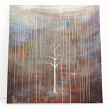 Abstract floral canvas art featuring vibrant colors and intricate patterns, elegantly leaning against a wall, perfect for modern home decor. Ideal for accentuating living spaces with a touch of artistic flair.