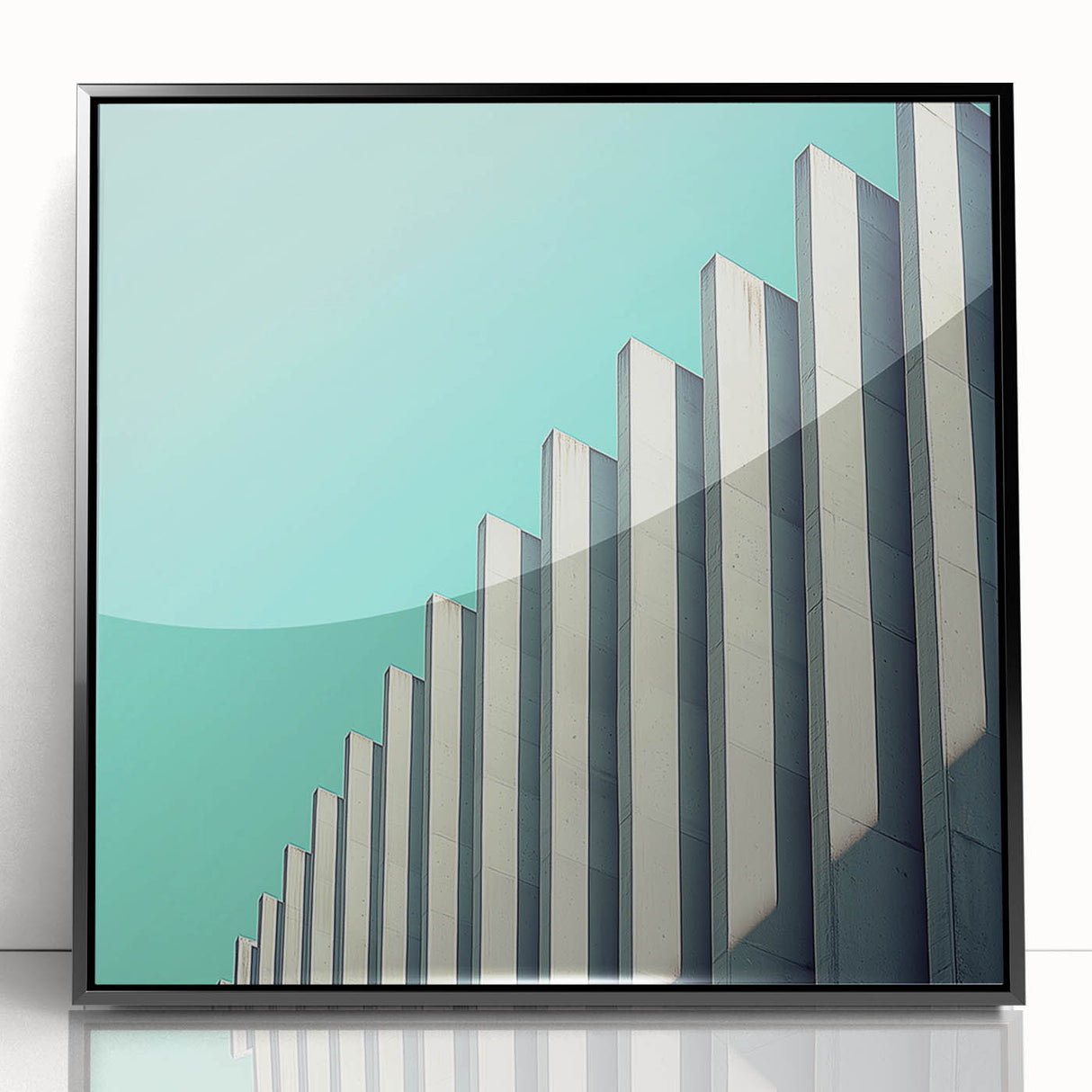 Framed acrylic artwork showcasing an abstract landscape in vibrant colors, featuring a black border, ideal for modern home decor and art enthusiasts.