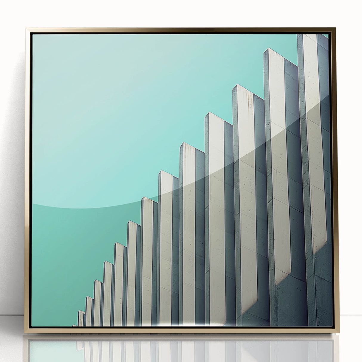 Framed abstract landscape artwork featuring gold accents and vibrant colors, ideal for modern home decor. The acrylic finish enhances visual depth and elegance.
