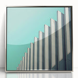 Framed acrylic art piece depicting an abstract landscape with silver tones, showcasing a modern design ideal for contemporary home decor.