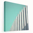 Abstract landscape stretched canvas artwork showcasing vibrant colors and dynamic shapes, perfect for modern home decor. Side view highlights its textured surface and sturdy frame, enhancing any contemporary space or gallery. Ideal for art enthusiasts and interior designers.