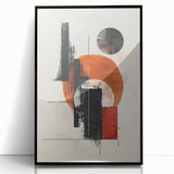 Framed abstract minimalist wall art featuring black acrylic design with clean lines and geometric shapes, perfect for modern home decor.