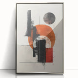 Framed minimalist abstract wall art featuring a silver acrylic finish, showcasing geometric shapes and soft tones, ideal for modern home decor.