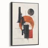 Abstract minimalist wall art featuring a black-framed canvas with geometric patterns, displayed from the side, perfect for contemporary home decor. Ideal for modern living spaces, this artwork adds a touch of sophistication and elegance.