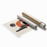 Abstract minimalist wall art print showcasing soft pastel colors and geometric shapes, rolled and ready for framing, ideal for modern home decor.