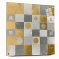Geometric Abstract Wall Art – Gold, White & Gray Modern Canvas