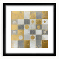 Geometric Abstract Wall Art – Gold, White & Gray Modern Canvas