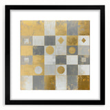 Geometric Abstract Wall Art – Gold, White & Gray Modern Canvas