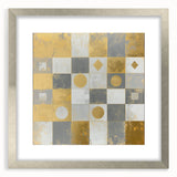 Geometric Abstract Wall Art – Gold, White & Gray Modern Canvas
