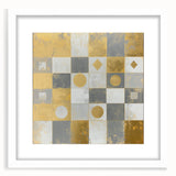 Geometric Abstract Wall Art – Gold, White & Gray Modern Canvas