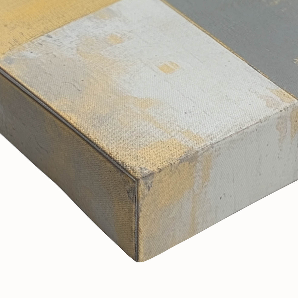 Geometric Abstract Wall Art – Gold, White & Gray Modern Canvas