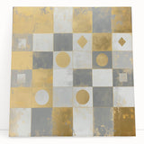 Geometric Abstract Wall Art – Gold, White & Gray Modern Canvas