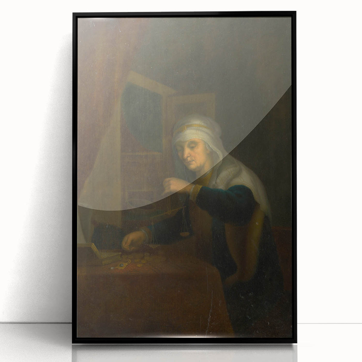 Baroque Woman with Scales: Classic Art Print with Subtle Elegance