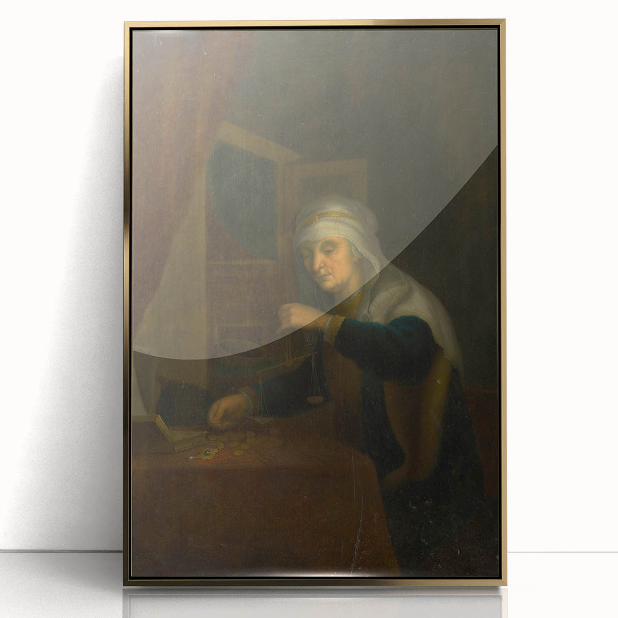 Baroque Woman with Scales: Classic Art Print with Subtle Elegance