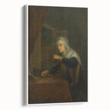Baroque Woman with Scales: Classic Art Print with Subtle Elegance